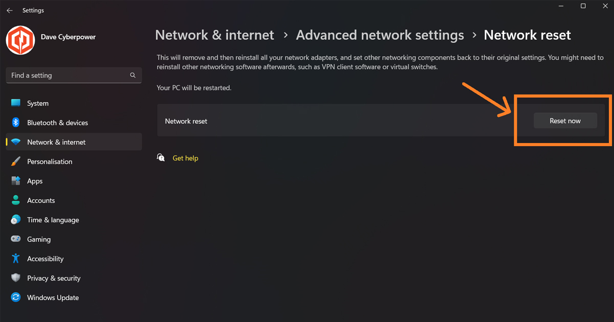 Network Settings Reset sove guaid